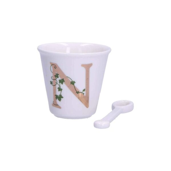 The white porcelain - glass &#39;n&#39; with spoon