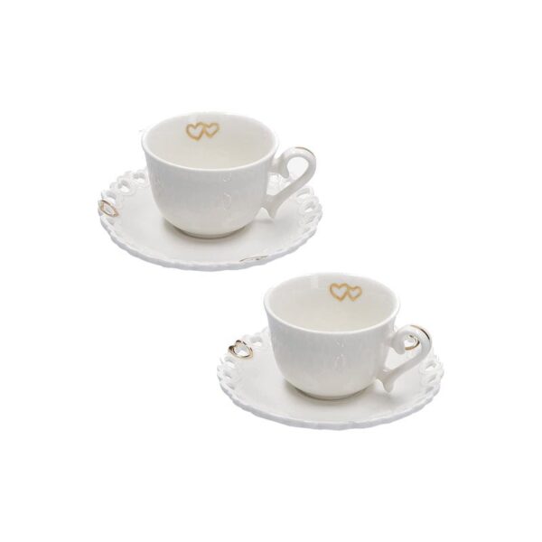 La Porcellana Bianca - Set 2 Tazze Caffè con Piattino Valentino Oro