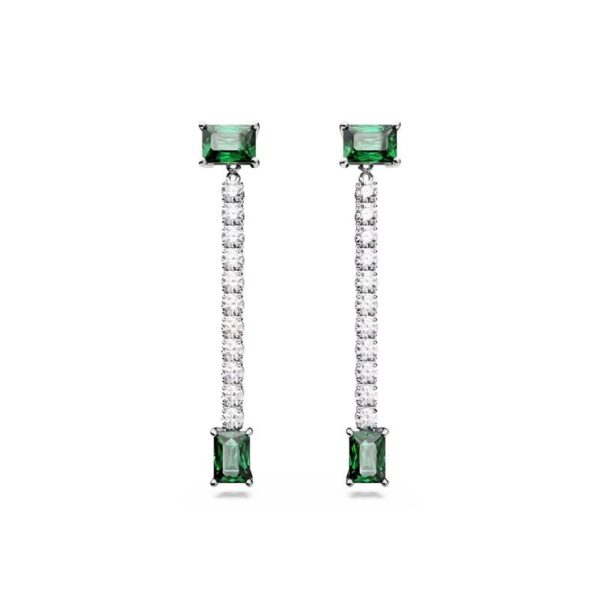 Swaroski - Orecchini con gemme pendenti Verde, Placcatura Rodio, Matrix