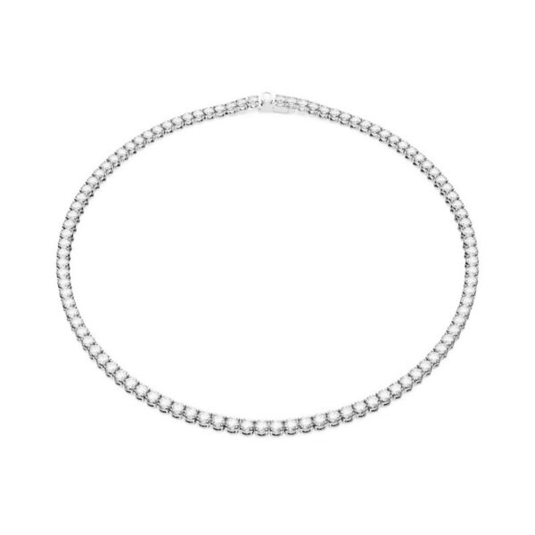 Swarovski - Collana Matrix Tennis Taglio tondo, Piccola, Bianca, Placcato rodio