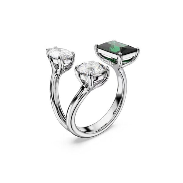 Swarovski - Anello aperto Mesmera Taglio misto, Verde, Placcato color argento 55