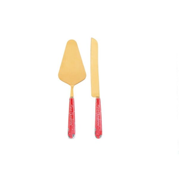Le Stelle - Set 2 pz Taglia Torta Merry Christmas Rosso 28 cm