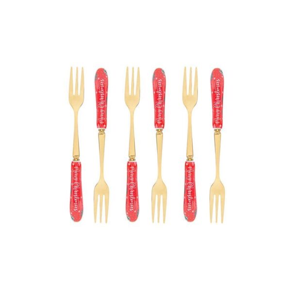 Le Stelle - Set 6 pz Forchettine Merry Christmas Rosso 15 cm
