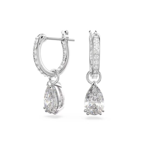 Swarovski - Orecchini a cerchio Millenia Taglio Pear, Bianchi, Placcato rodio