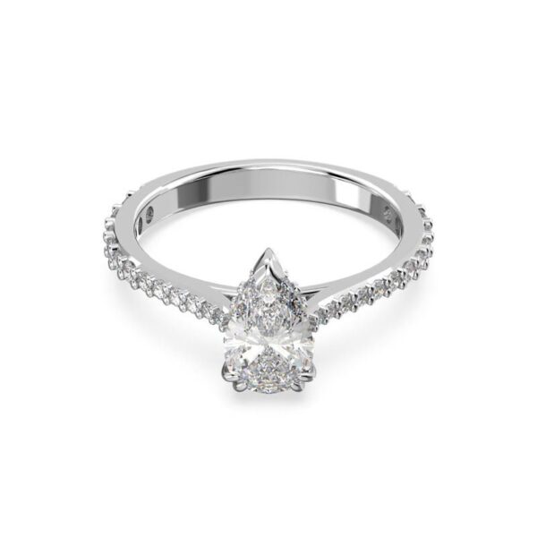 Swarovski - Anillo de cóctel Millenia Cut Pear, Pavé, White, Rodium chapado