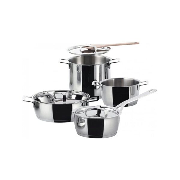 Alessi Pots & Pans Set Di Pentole In Acciaio Inossidabile 7 Pezzi