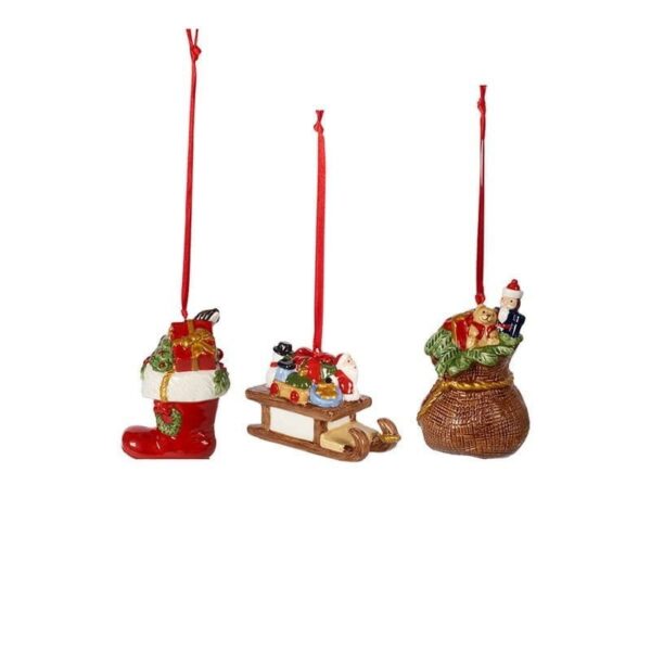 Villeroy & Boch - Set di addobbi motivo regali, multicolore, 3 pezzi, 6,3 cm - Nostalgic Ornaments